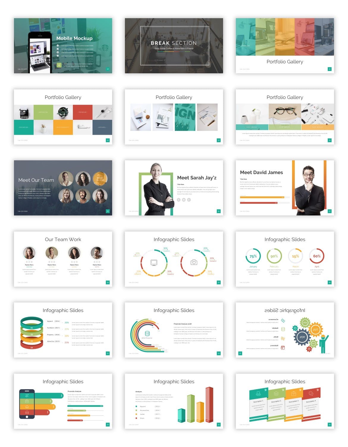 带有多种大数据表格的多用途powerpoint幻灯片演示模板（pptx）