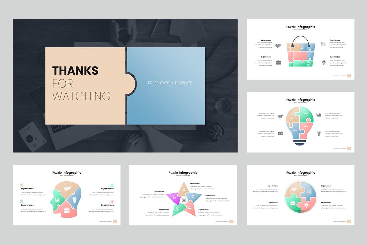 拼图信息图表大数据PPT模板下载(PPTX)
