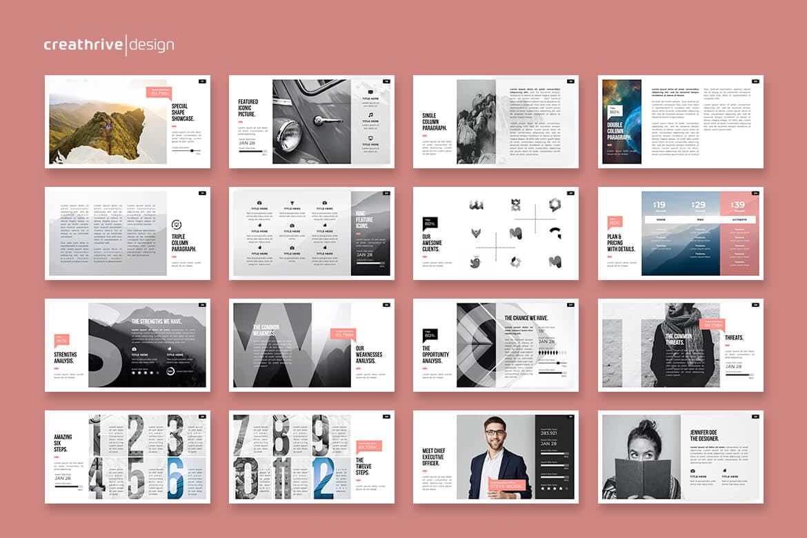 带有SWOT分析的高品质powerpoint大数据幻灯片演示模板（pptx）
