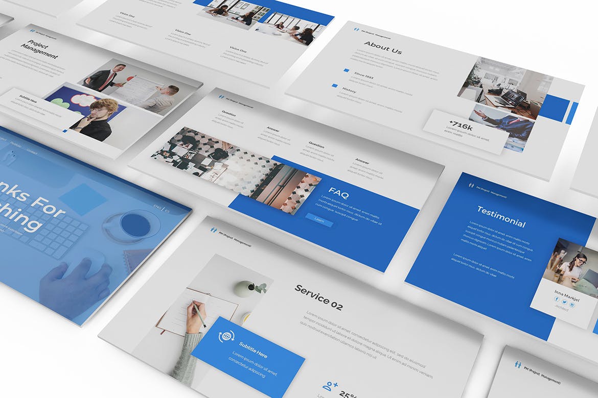 时尚高端简约专业的高品质项目管理powerpoint幻灯片演示模板（pptx）