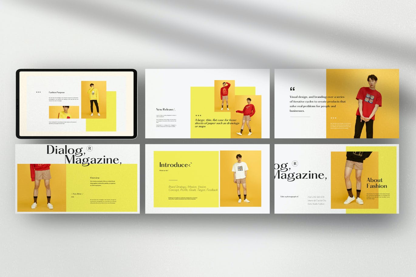 时尚清新潮流的黄色配色powerpoint幻灯片演示模板（pptx）