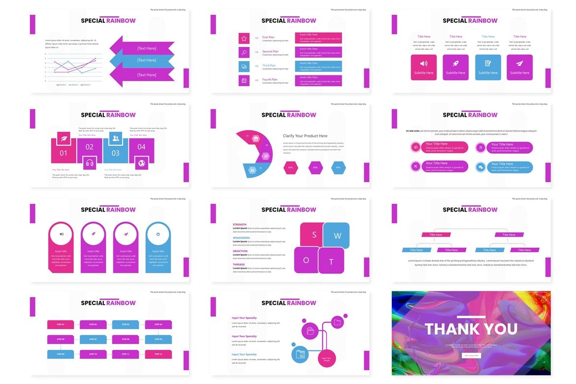 绚丽的彩虹配色大数据powerpoint幻灯片演示模板(pptx)