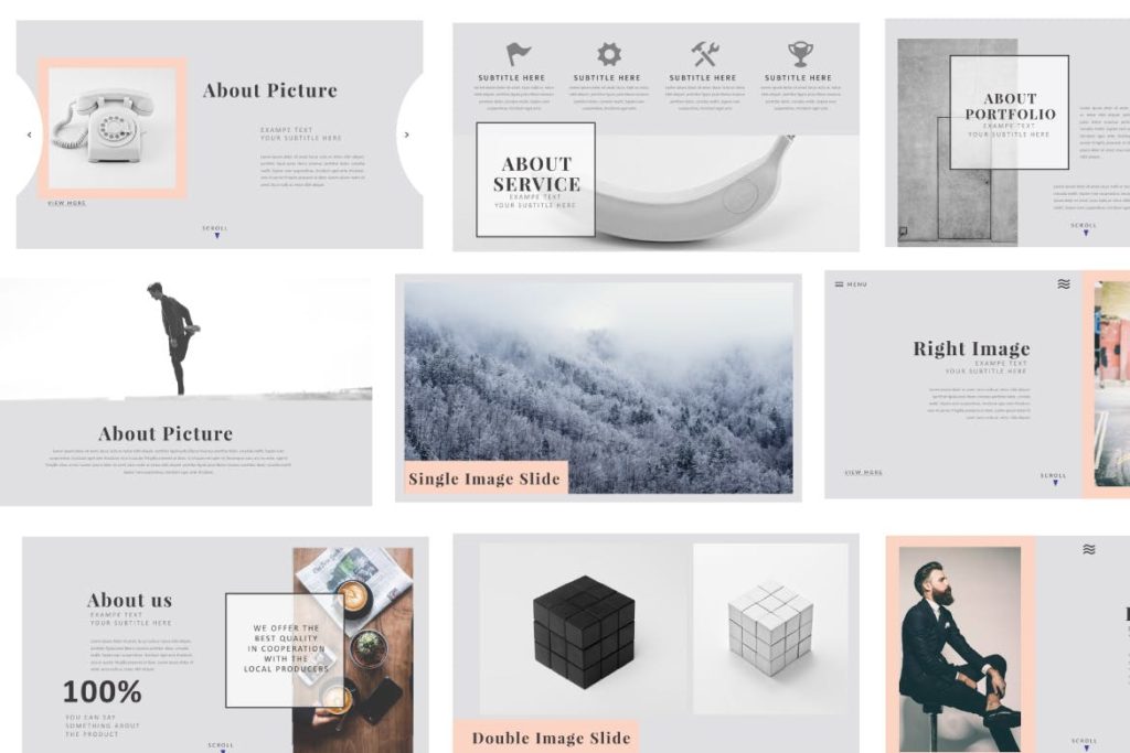 PPT模板 | 时尚独特高级品牌灰现代风格幻灯片PowerPoint创意多用途模板