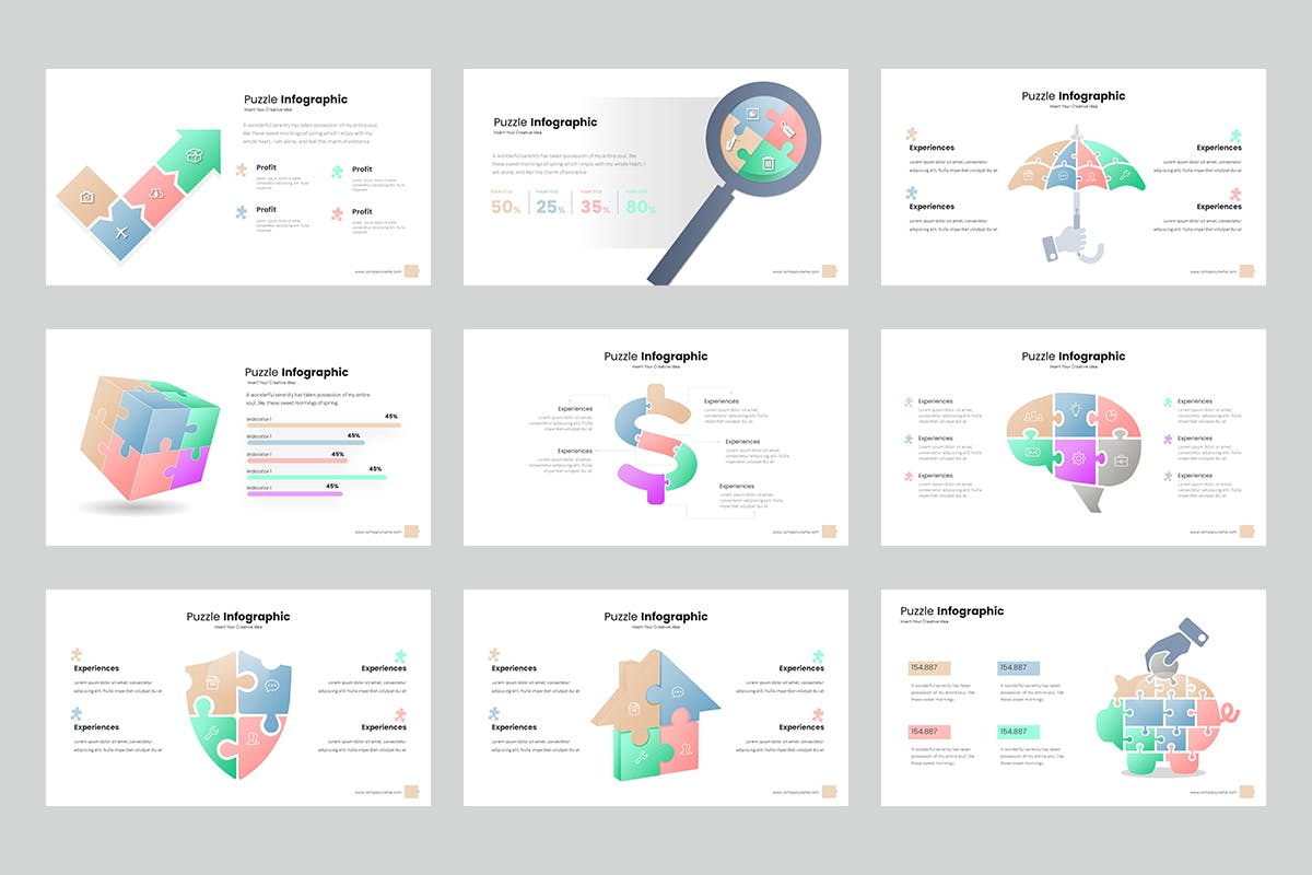 拼图信息图表大数据PPT模板下载(PPTX)