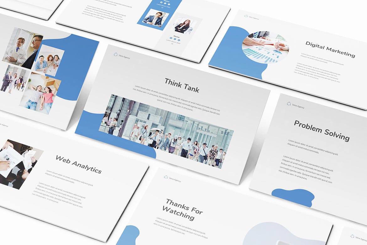 干净简洁的营销公司Powerpoint模板