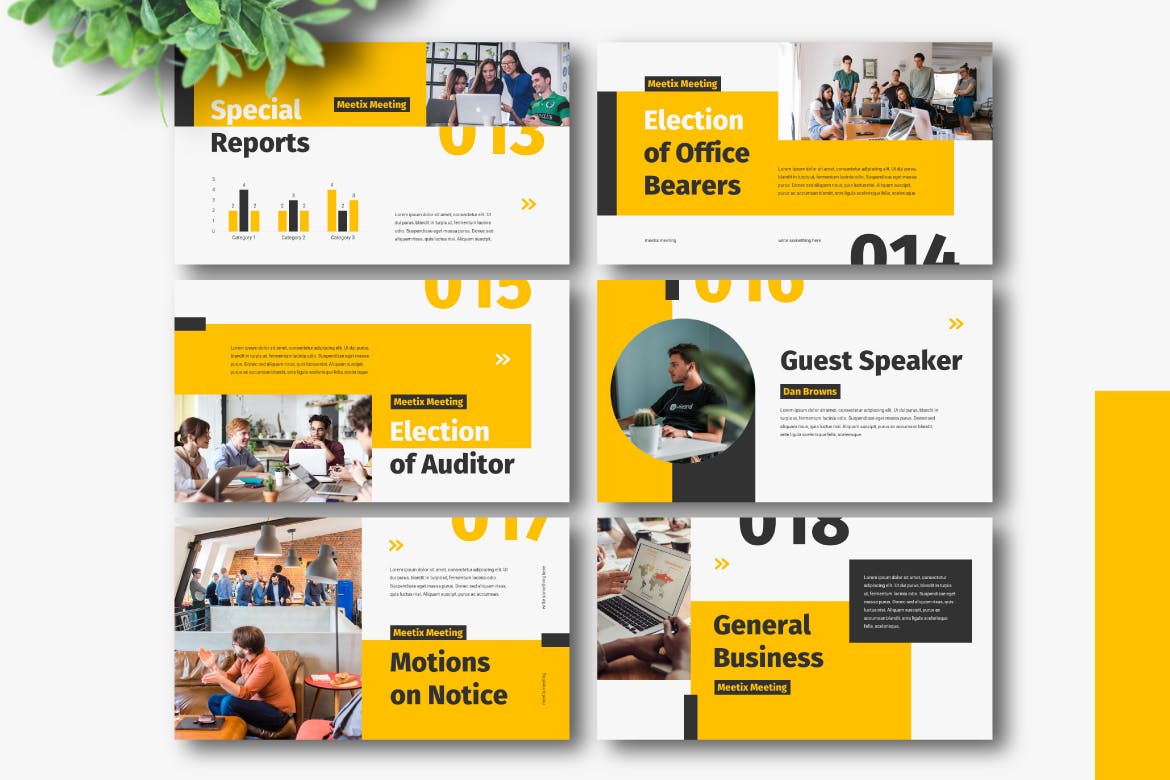 时尚高端醒目的月度会议提案提报powerpoint幻灯片演示模板（pptx）