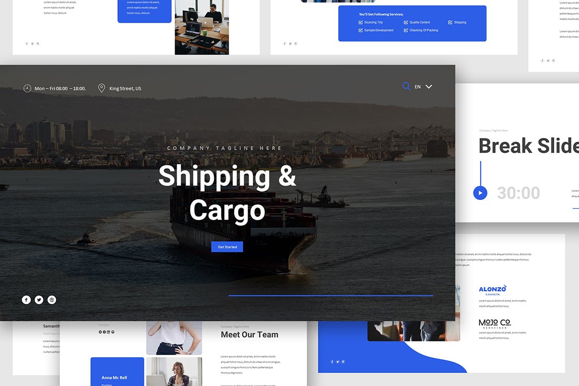 时尚高端专业的国际贸易主题powerpoint幻灯片演示模板（pptx）