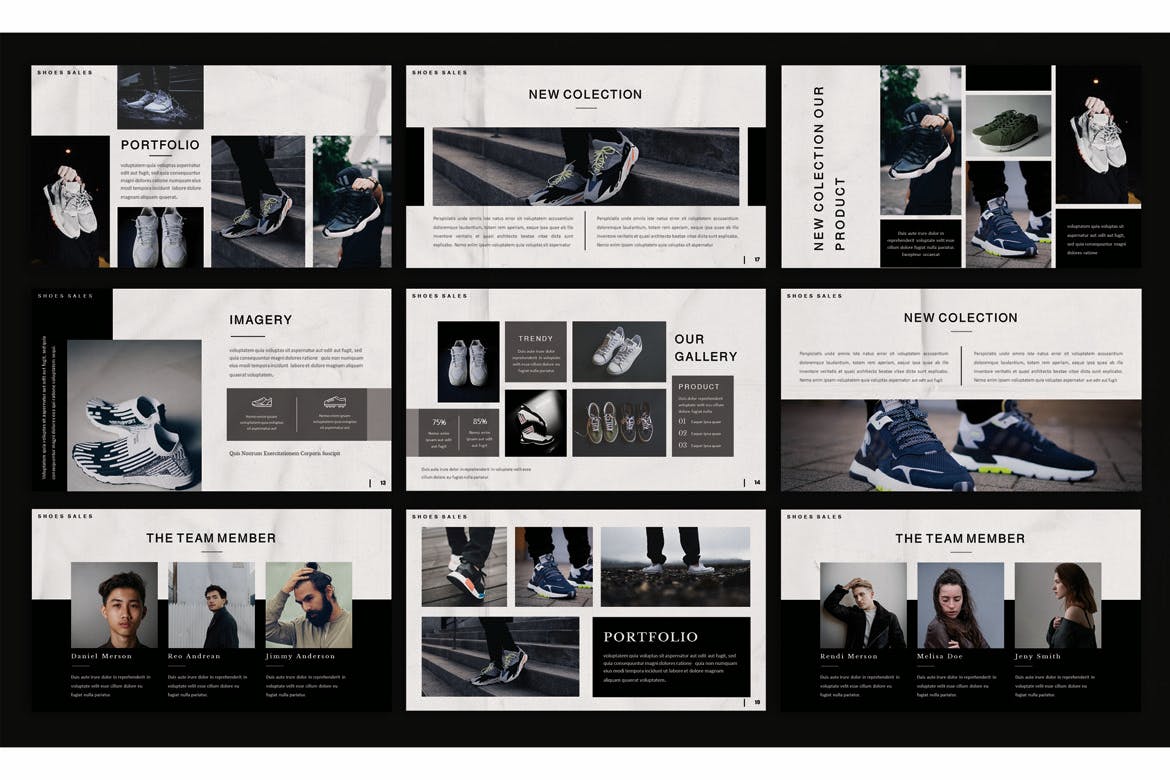 优雅时尚高端简约鞋店广告Google Slides谷歌幻灯片演示模板（pptx）