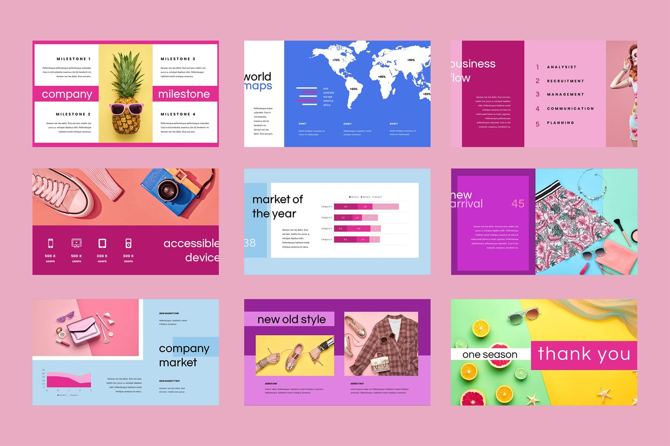 粉红色的女性产品介绍PPT模板下载[PPTX]