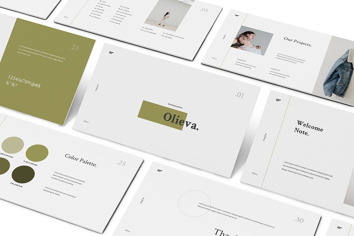 简约优雅时尚多用途品品牌推广指南powerpoint幻灯片演示模板（pptx）