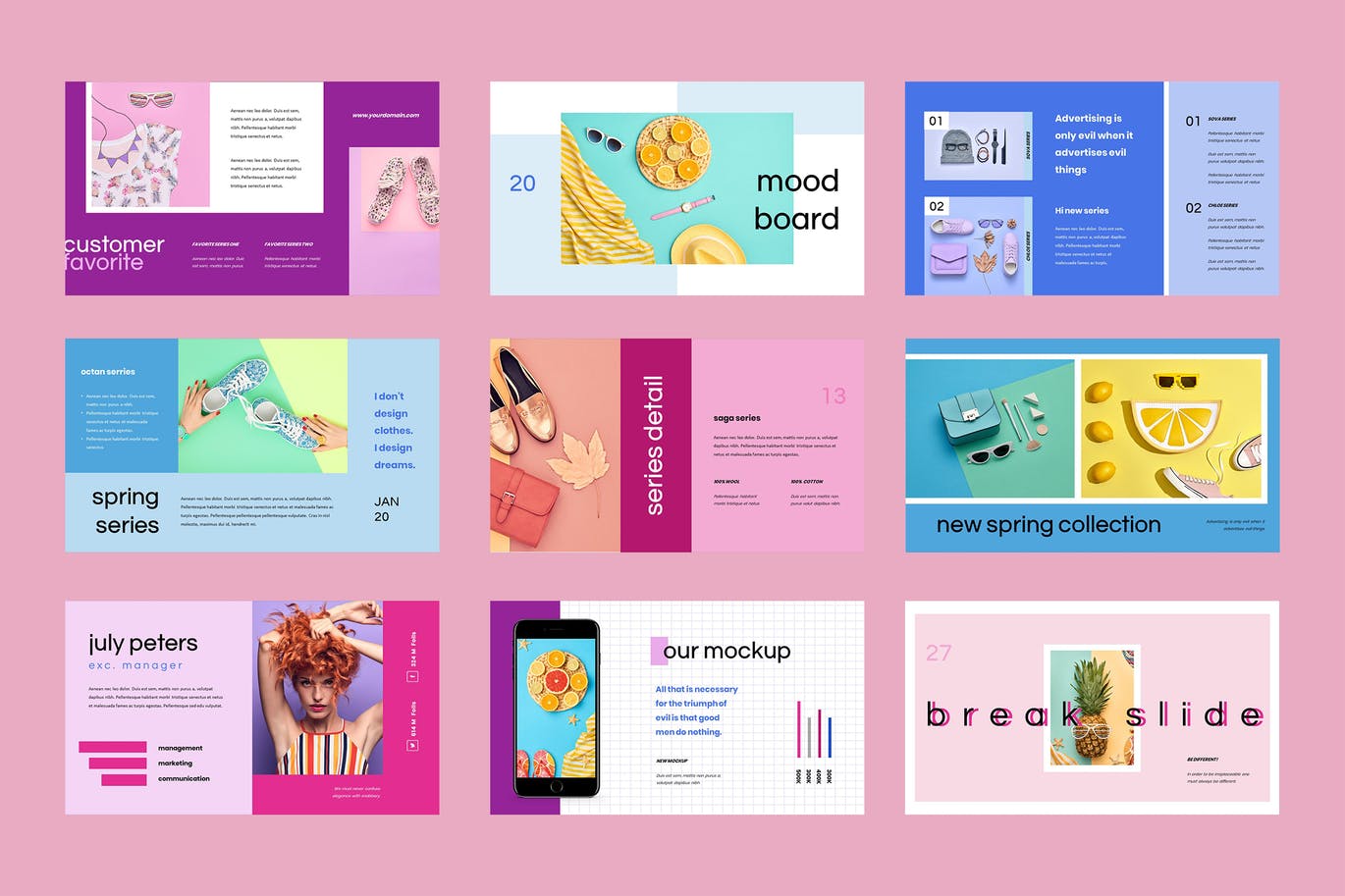 粉红色的女性产品介绍PPT模板下载[PPTX]