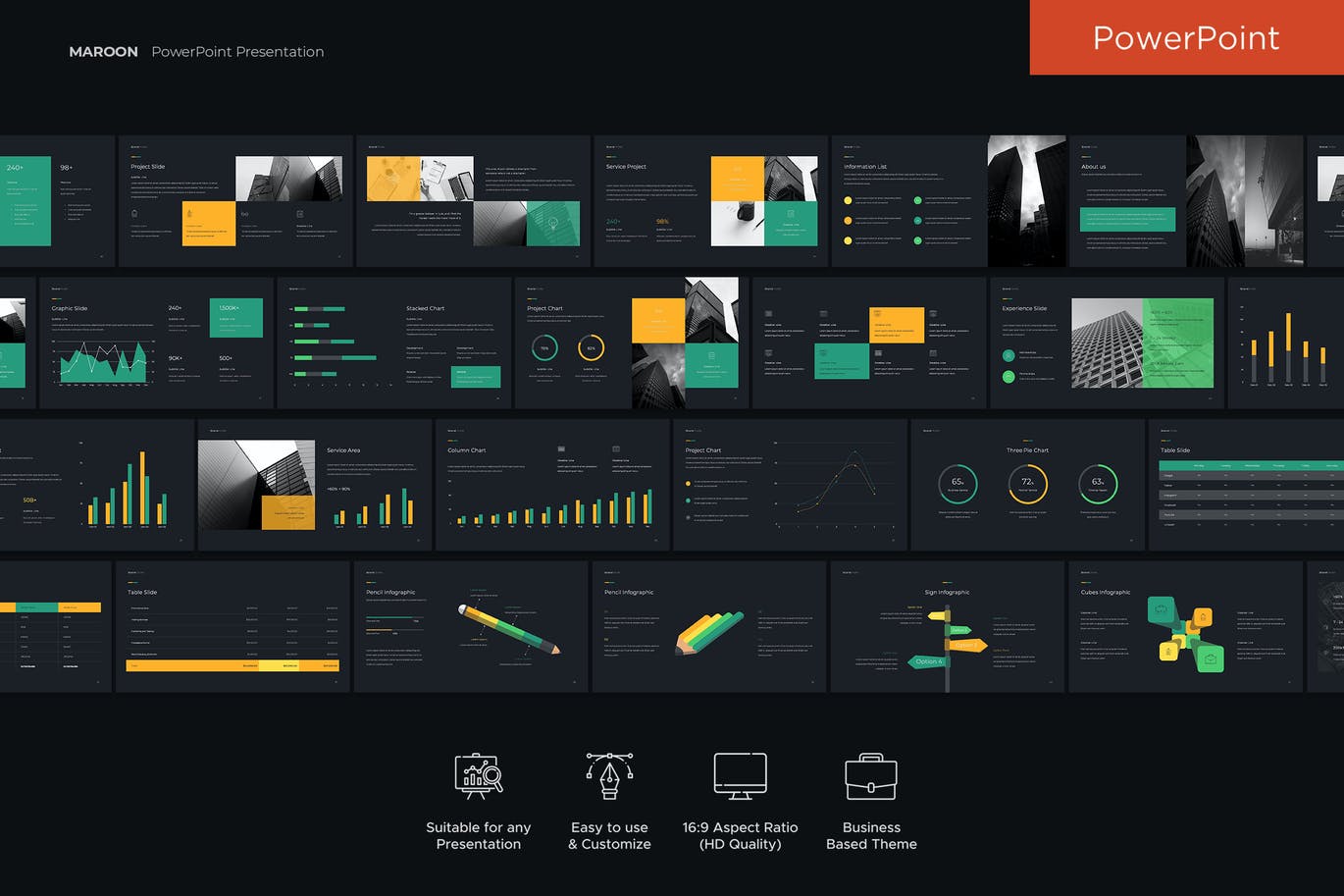 时尚高端专业的高品质深色配色大数据powerpoint幻灯片演示模板（pptx）