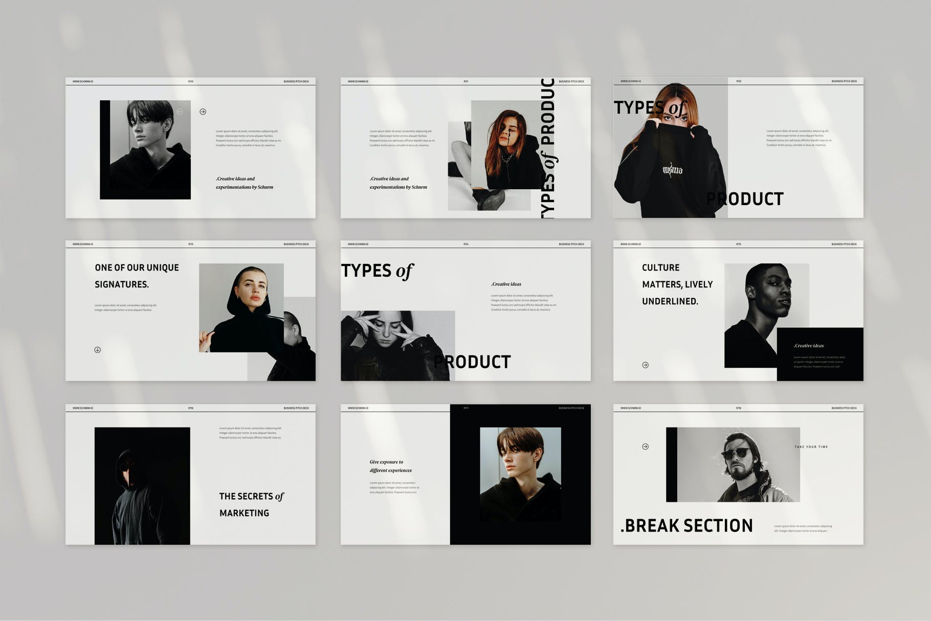 极简主义黑白时尚PPT模板（PPTX,KEY）