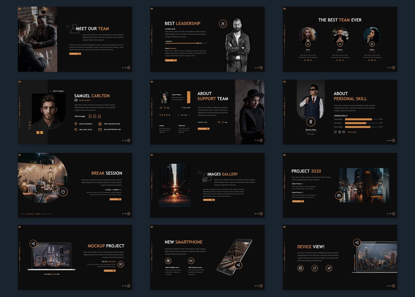 高品质的黑色配色商业商务提案powerpoint幻灯片演示模板（pptx）