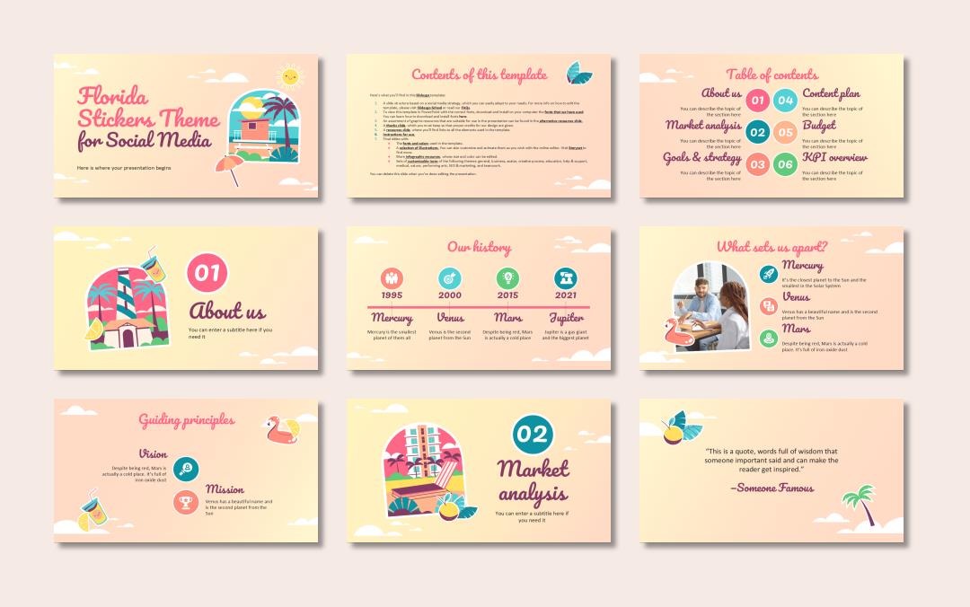 黄色渐变卡通设计PPT模板