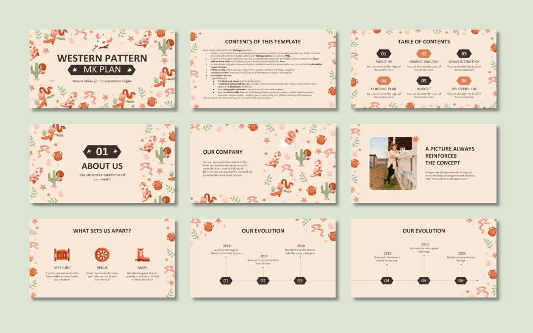 花卉文艺卡通设计PPT模板