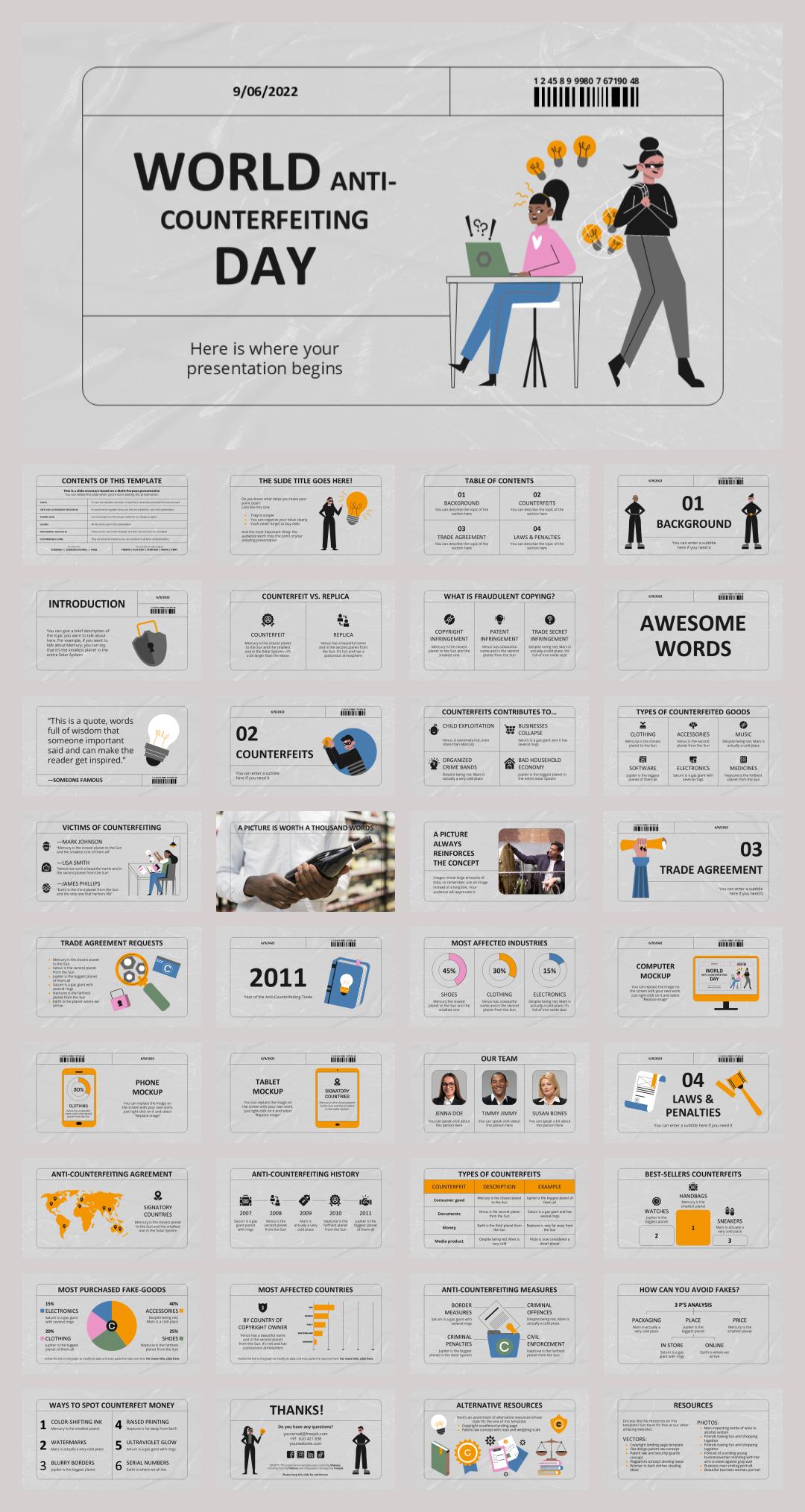 黑白简约卡通设计PPT模板