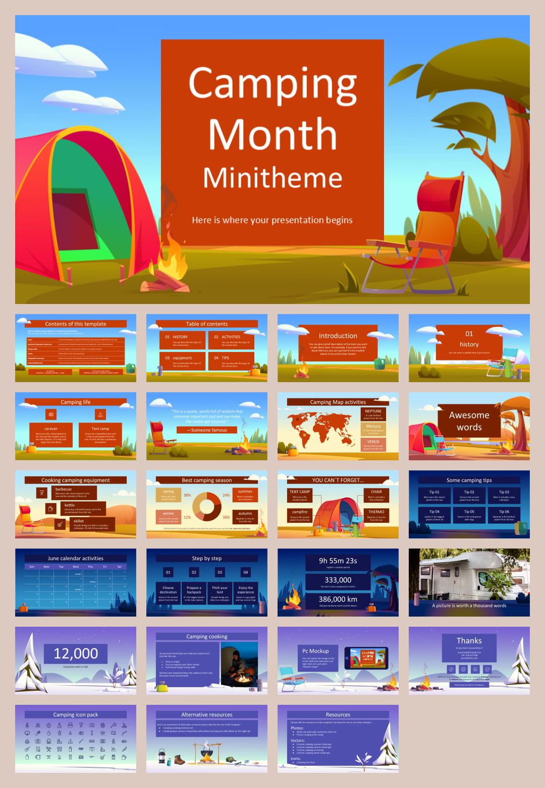 红色卡通设计PPT模板