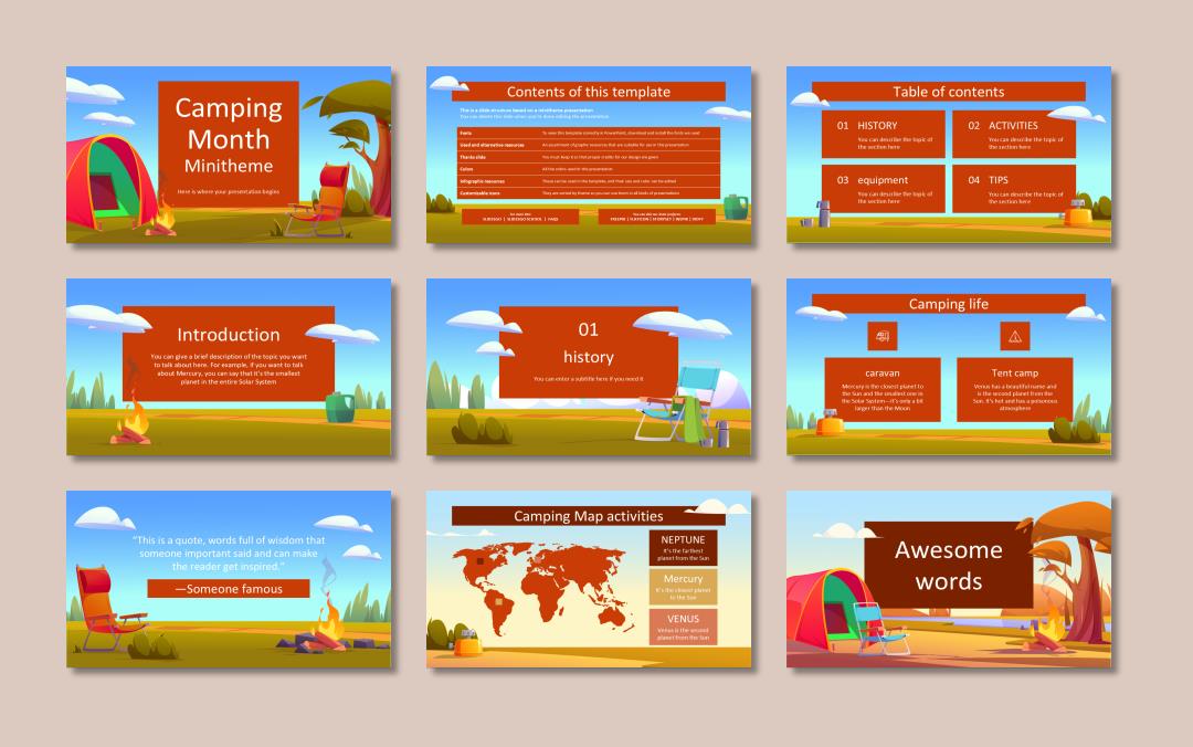 红色卡通设计PPT模板