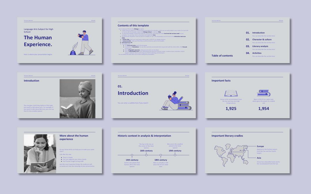 蓝色简约卡通设计PPT模板