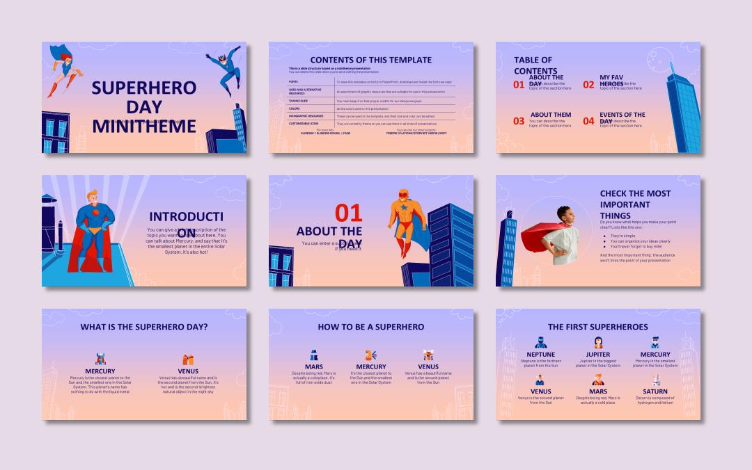 渐变卡通设计PPT模板