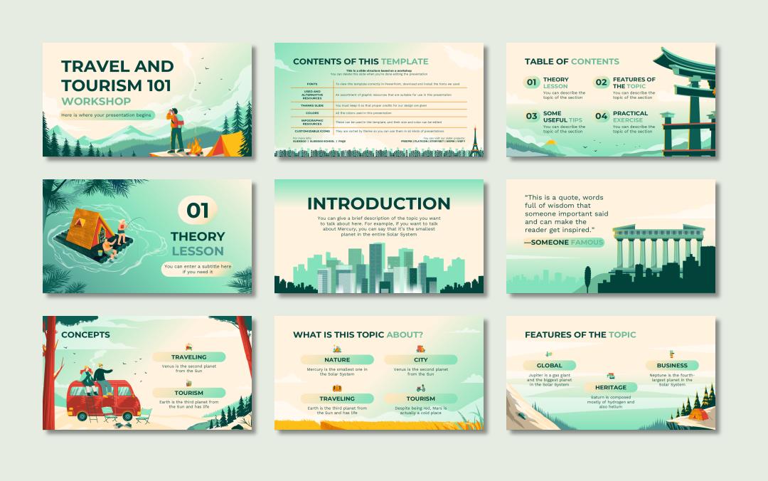 绿色卡通设计PPT模板