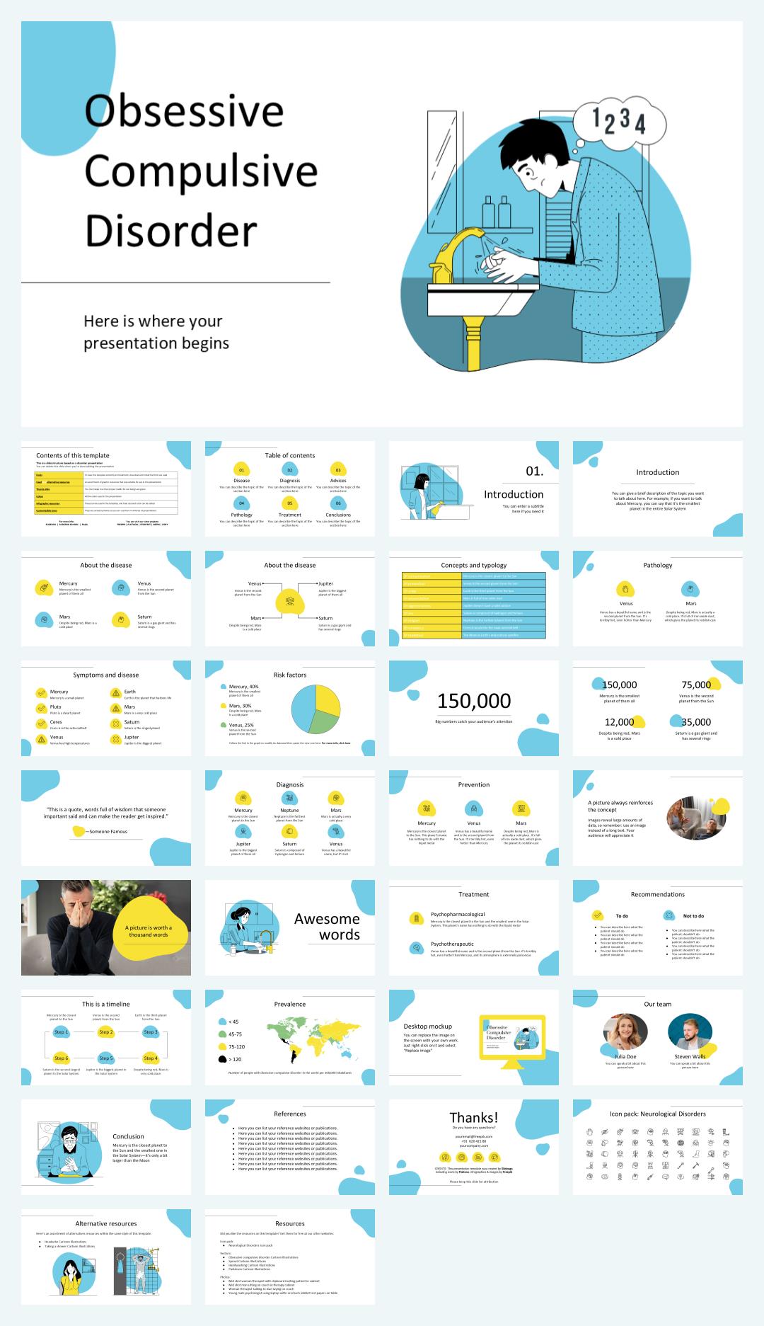 蓝色卡通设计PPT模板