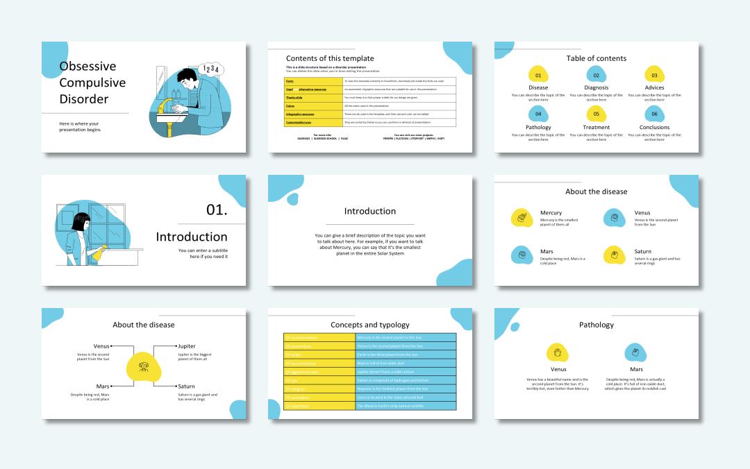蓝色卡通设计PPT模板