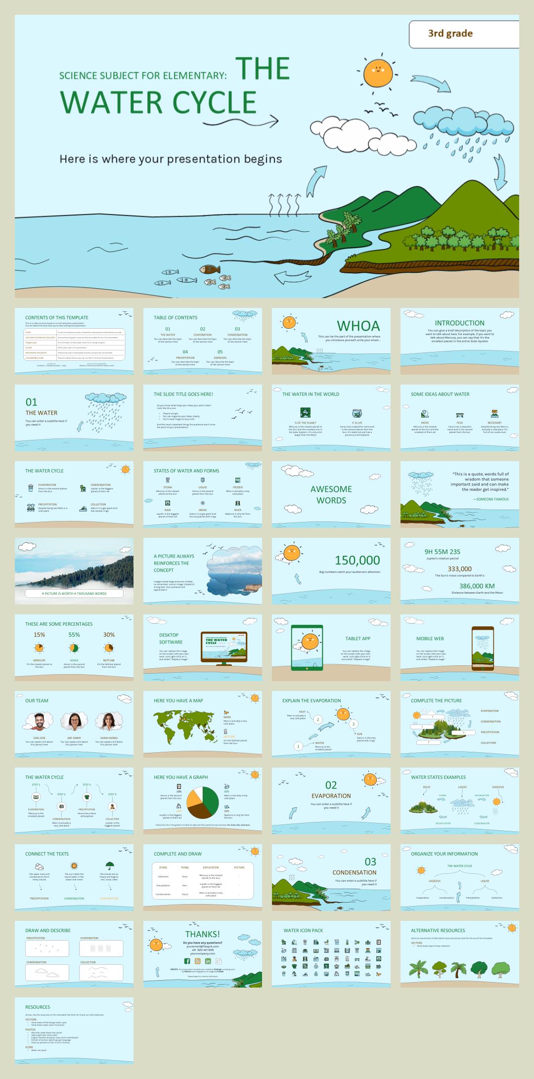 蓝色卡通设计PPT模板