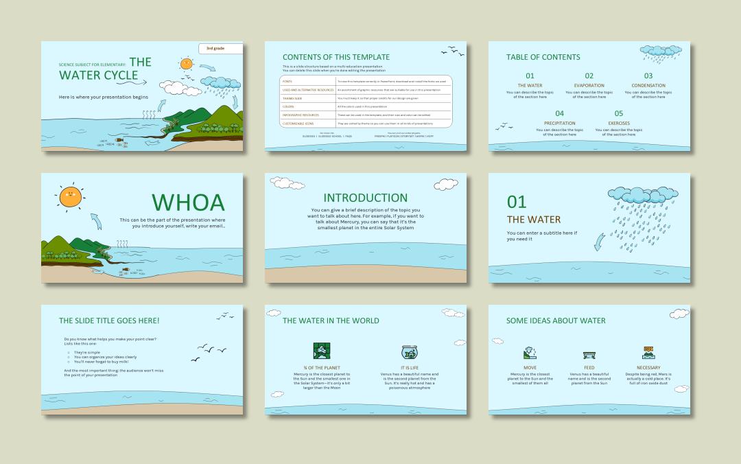 蓝色卡通设计PPT模板