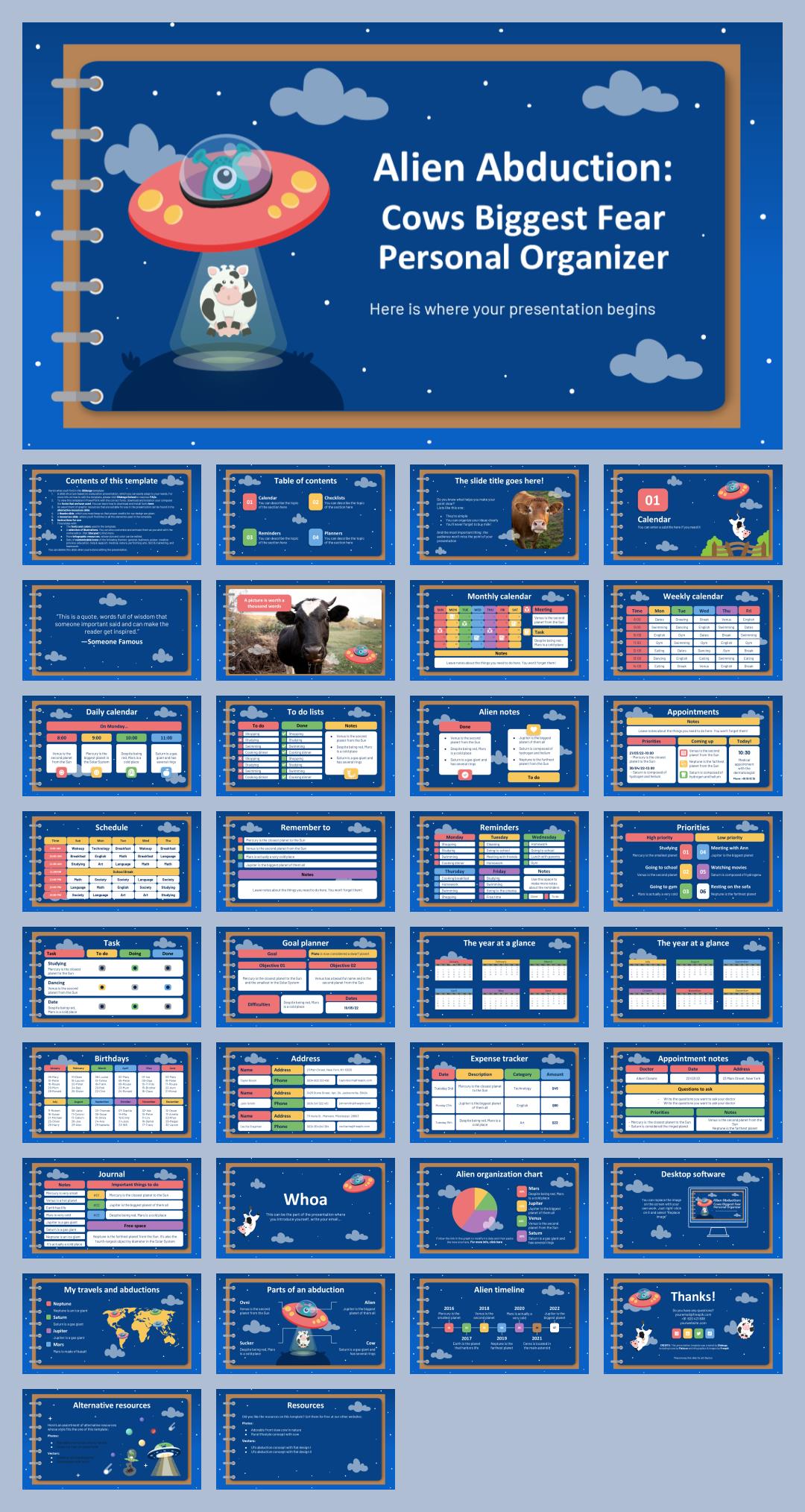深蓝色卡通设计PPT模板