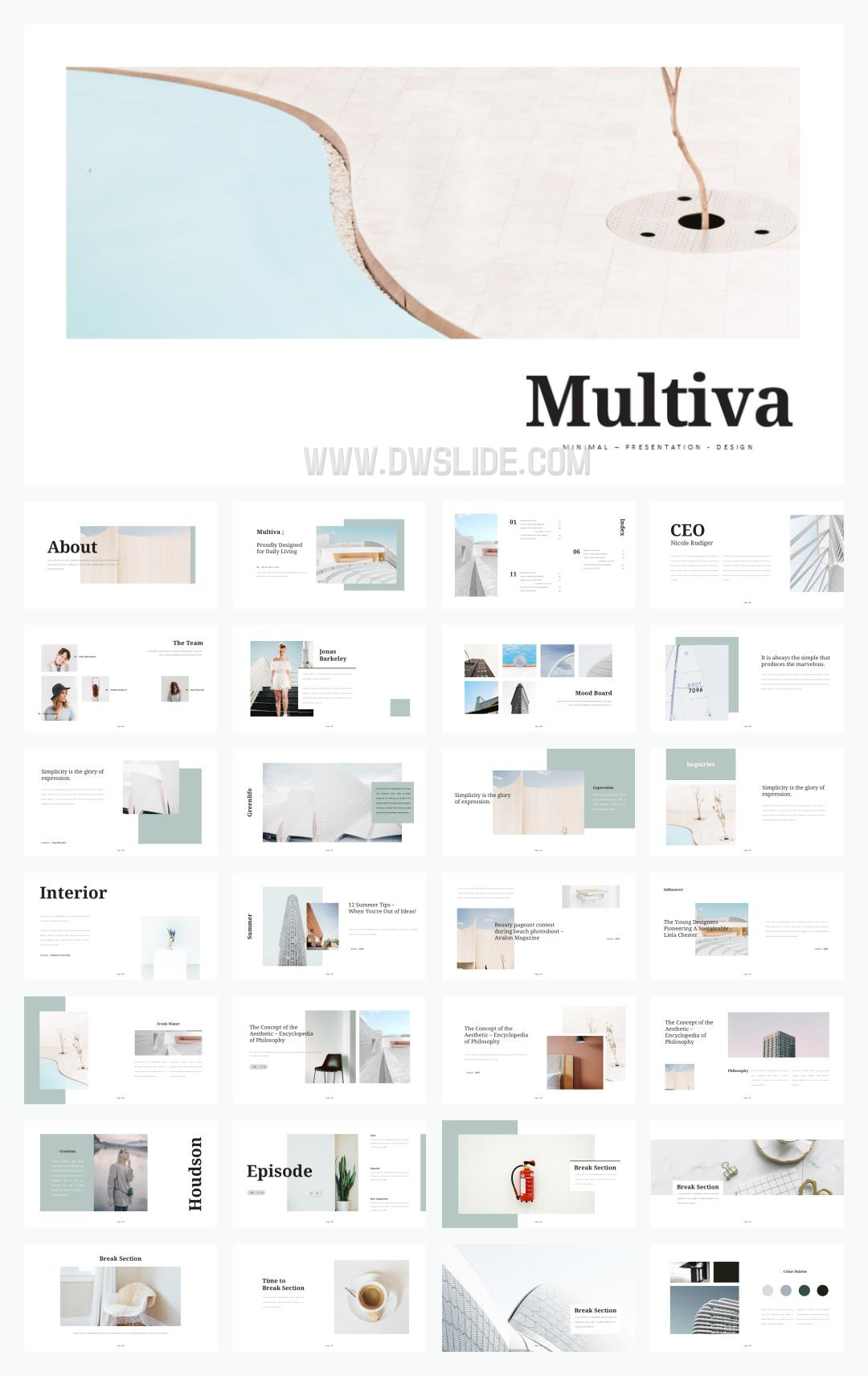 时尚简约清新文艺PPT模板