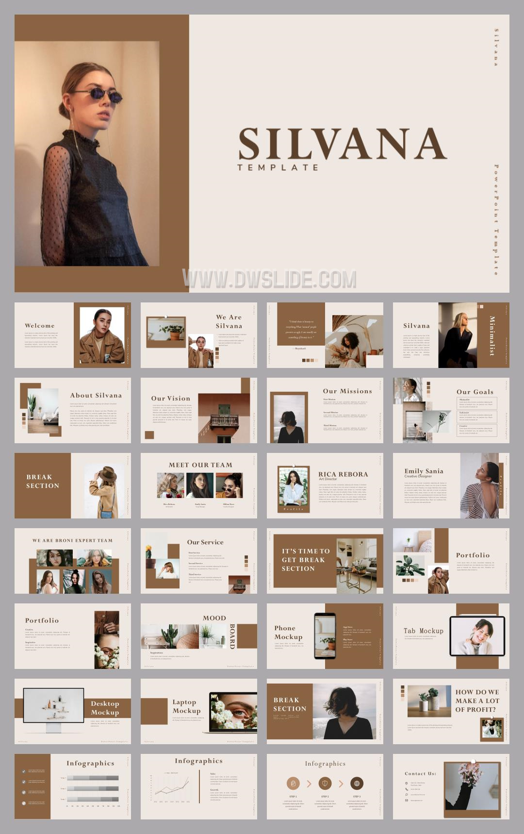 棕色人物时尚风PPT模板.pptx