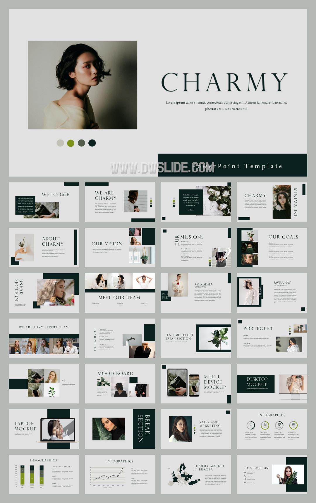 墨绿色人物公司介绍PPT模板.pptx