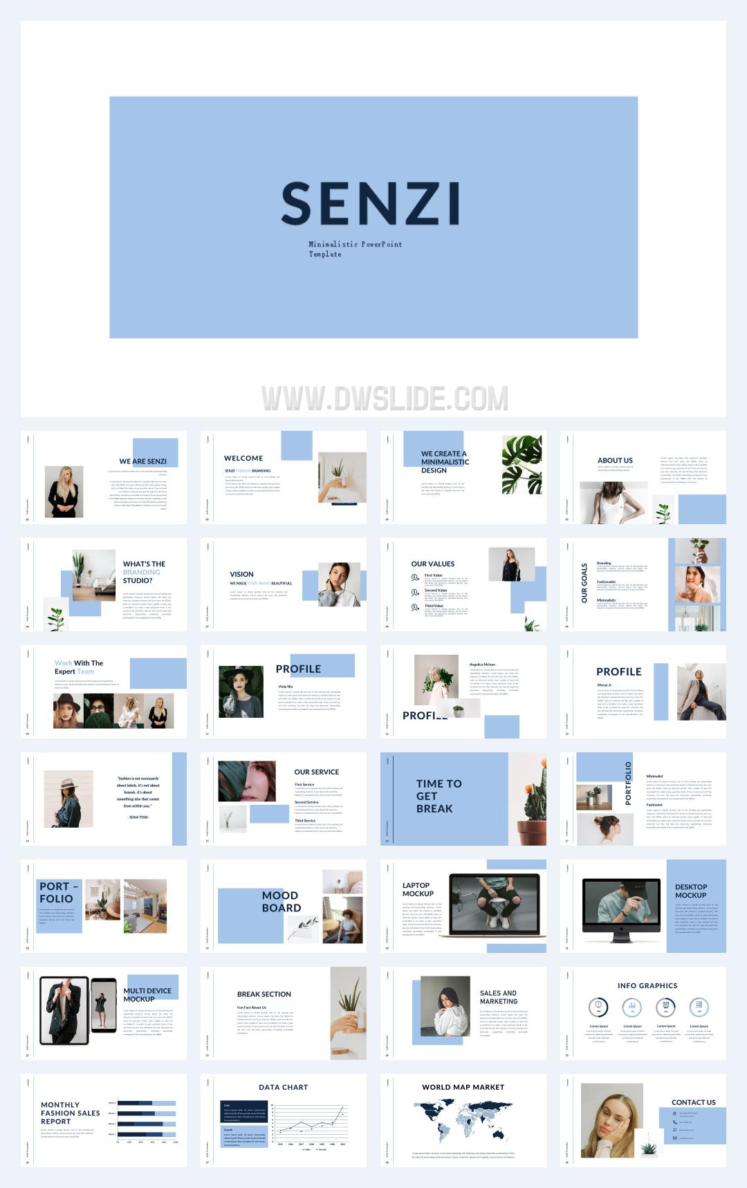 蓝色人物简约风PPT模板.pptx