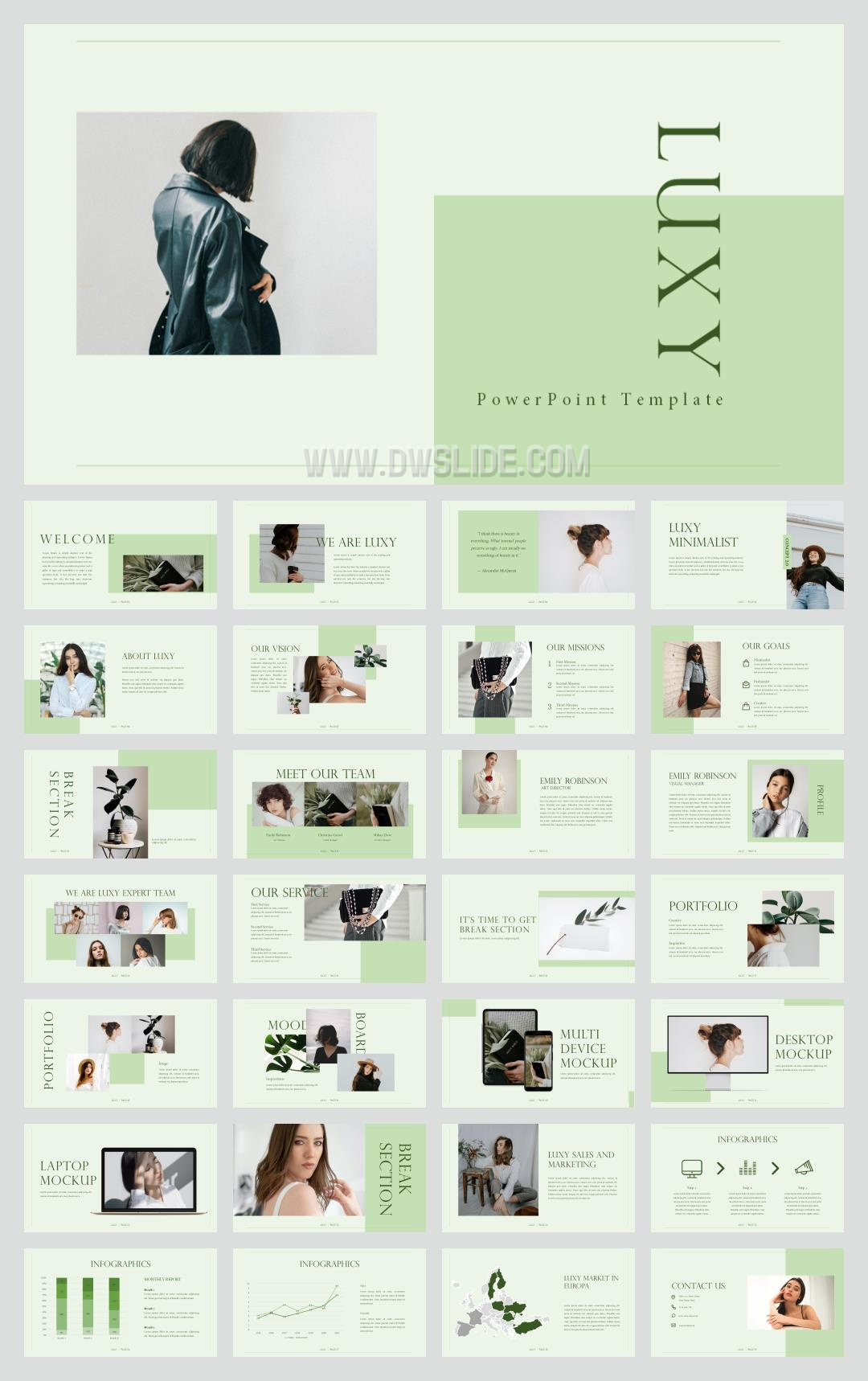 绿色人物清新风PPT模板.pptx