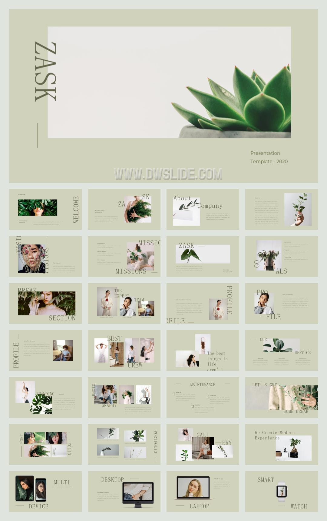 绿色植物简约风PPT模板.pptx