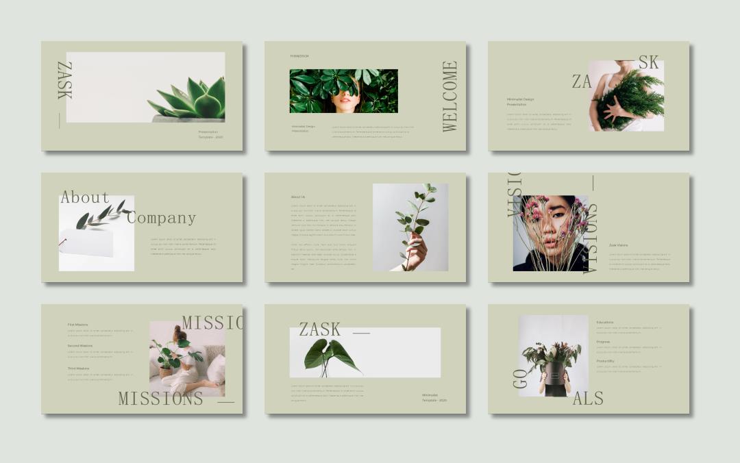 绿色植物简约风PPT模板.pptx