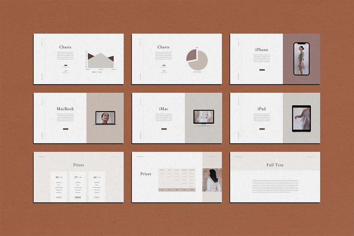 优雅时尚高端秋季秋天配色的高品质powerpoint幻灯片演示模板（pptx）