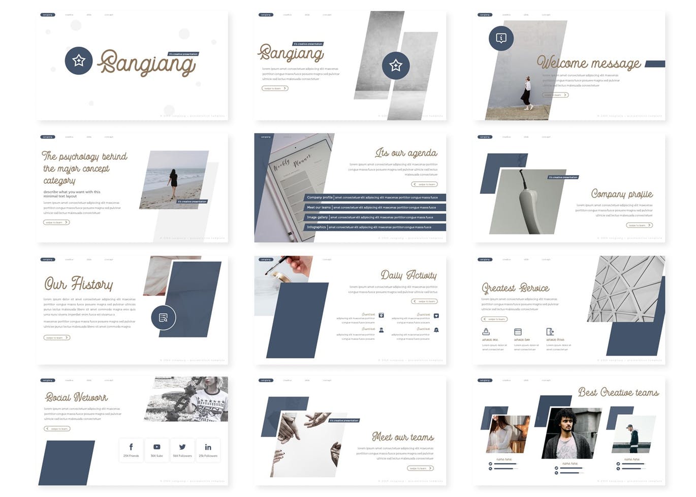 简约时尚高端好用的优雅配色powerpoint幻灯片演示模板（pptx）