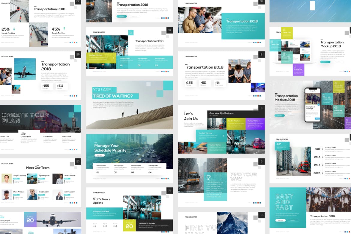 时尚清新简约高端多用途的高品质运输物流快递行业powerpoint幻灯片演示模板(pptx)