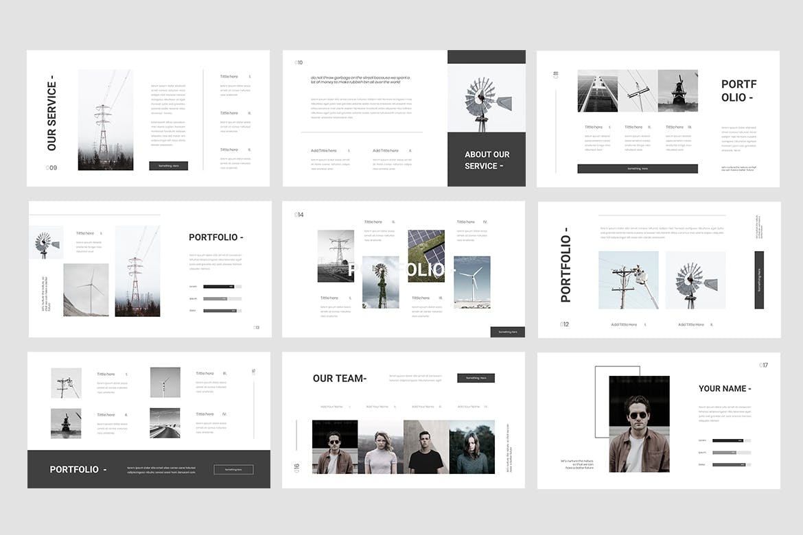 时尚简约高端可再生能源环保绿色清洁能源公司powerpoint幻灯片演示模板（pptx）