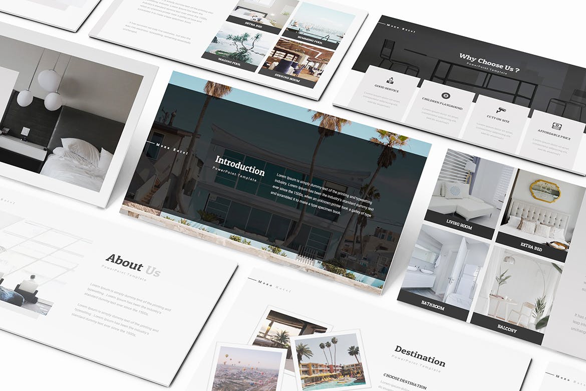 酒店设计展示的ppt简洁模板下载 [PPTX]