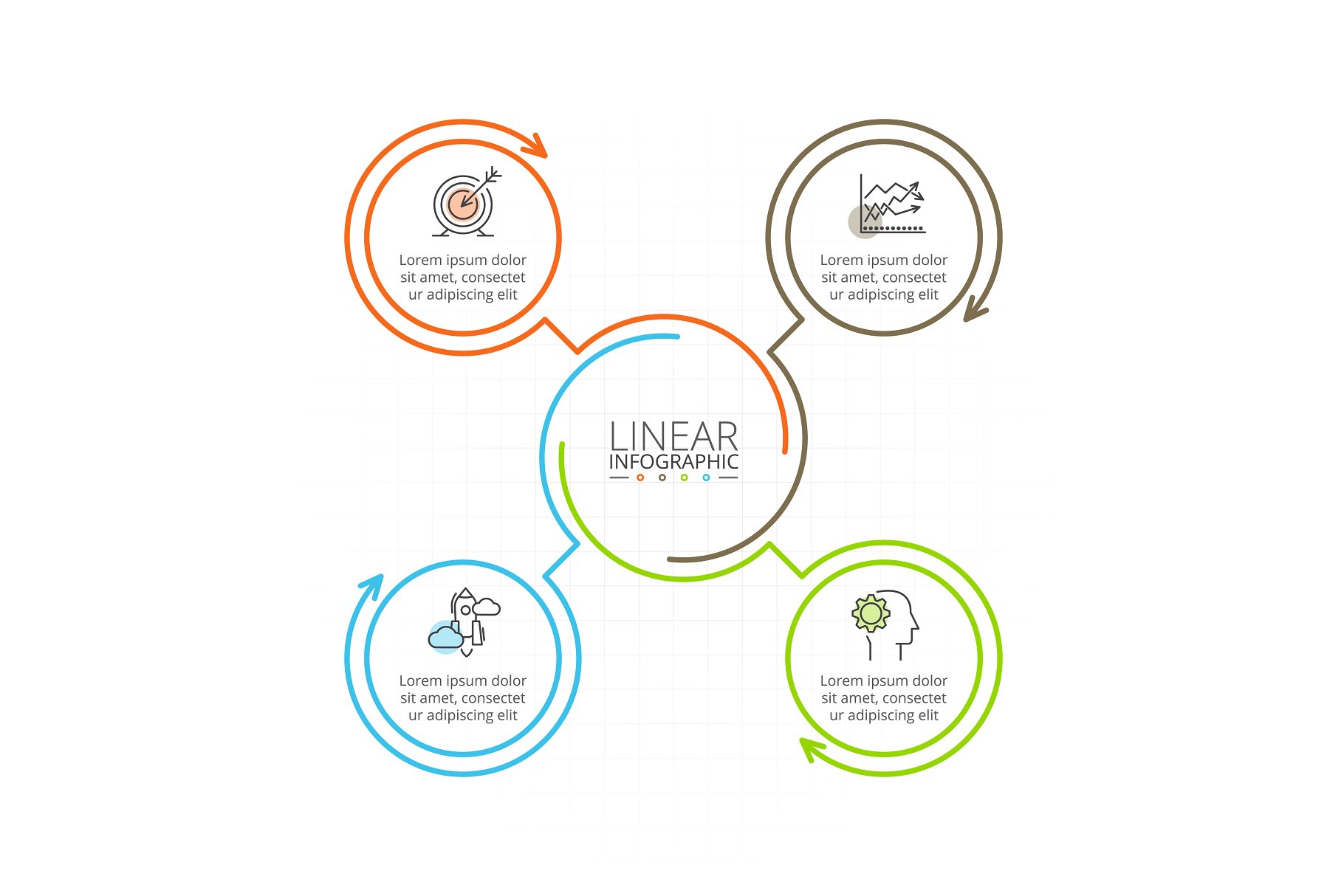 线性元素的信息图表ppt模板 Linear elements for infographic v.14