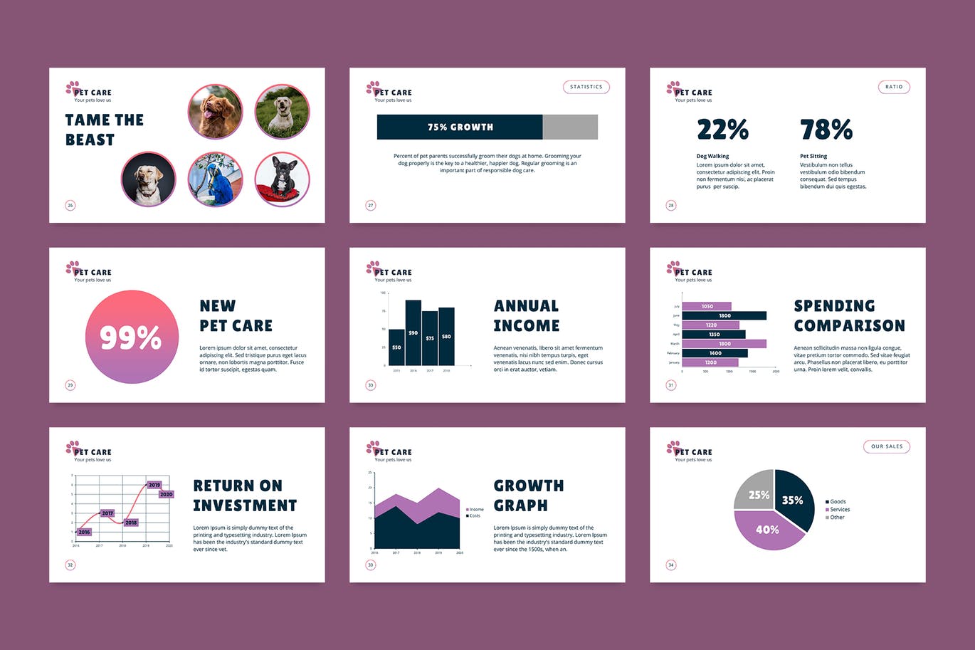 宠物护理管理PPT商业计划书模板下载[PPTX]