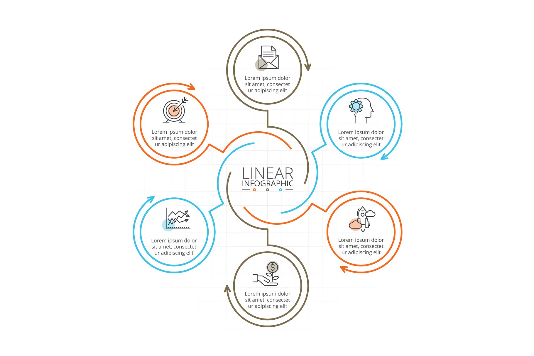 线性元素的信息图表ppt模板 Linear elements for infographic v.14