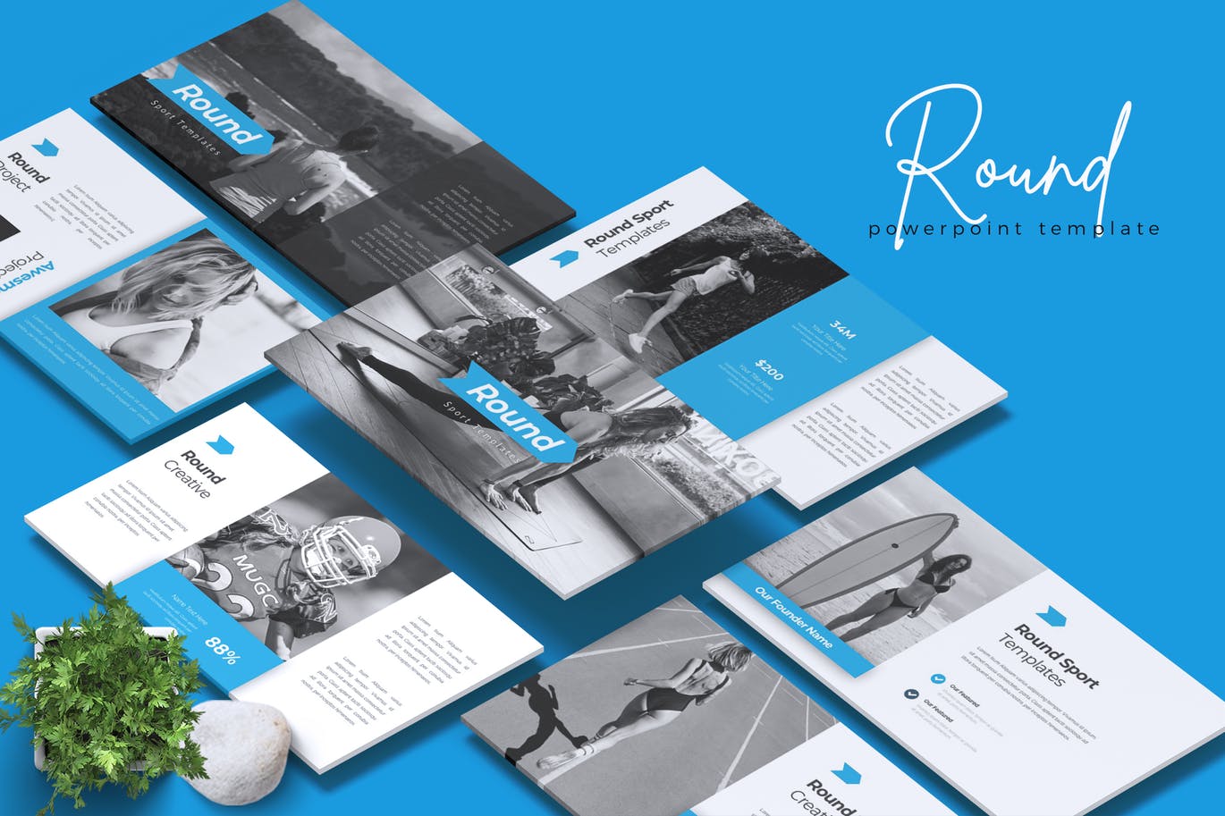 PPT模板 | 蓝色健身房体育用品店公司机构产品项目演示文稿PowerPoint