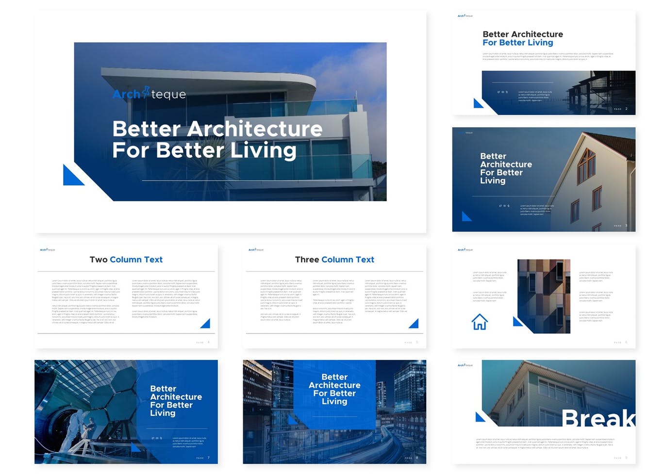 PPT模板 | 精美高级高端品牌商务蓝色信息图表完美插图演示模板