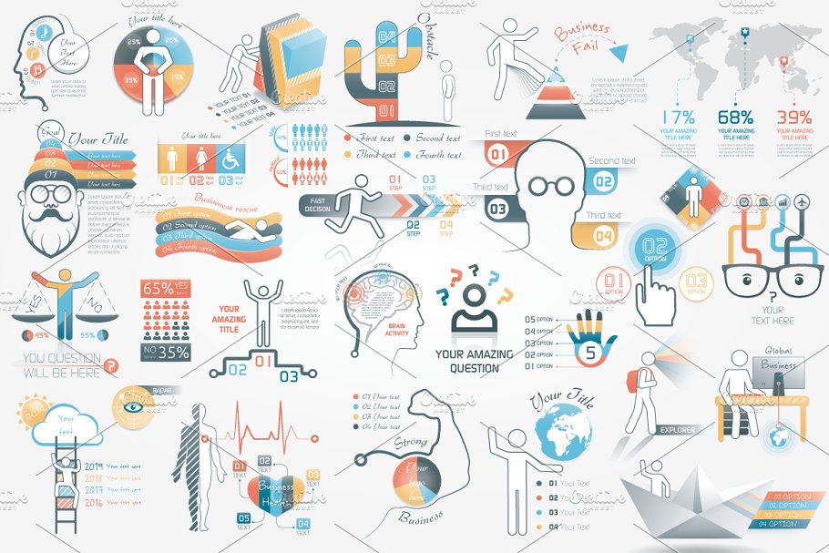 信息图表ppt素材 Human Infographic Bundle