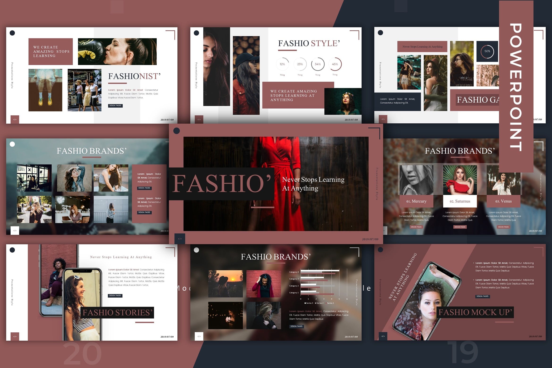 时尚杂志费风格的优秀ppt模板下载 [PPTX]